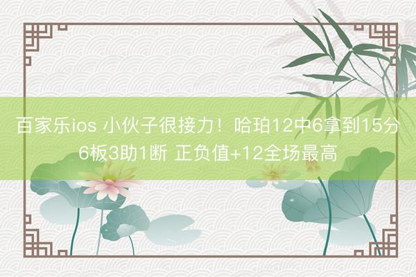 百家乐ios 小伙子很接力！哈珀12中6拿到15分6板3助1断 正负值+12全场最高