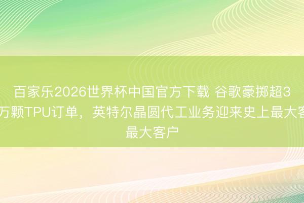 百家乐2026世界杯中国官方下载 谷歌豪掷超300万颗TPU