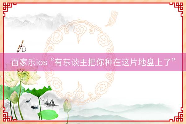 百家乐ios “有东谈主把你种在这片地盘上了”