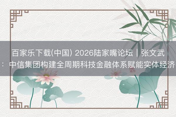 百家乐下载(中国) 2026陆家嘴论坛｜张文武：中信集团构建全周期科技金融体系赋能实体经济