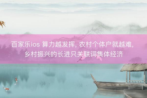 百家乐ios 算力越发挥, 农村个体户就越难, 乡村振兴的长进只关联词集体经济